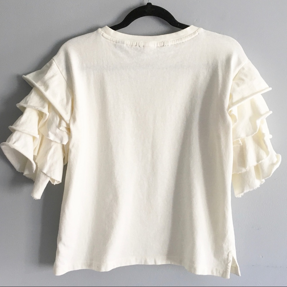 Scotch & Soda ruffle short sleeve knit shirt cream off-white - Picture 3 of 6